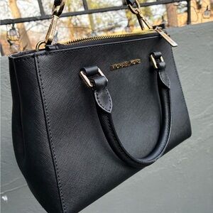 Michael Kors Black Satchel with Gold Accents